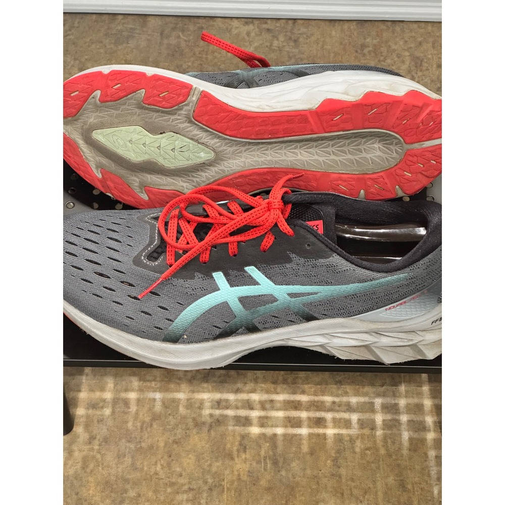 ASICS Novablast 2 Mens 12 Gray Blue Red Good Running Shoes 1011B192 Cushioned